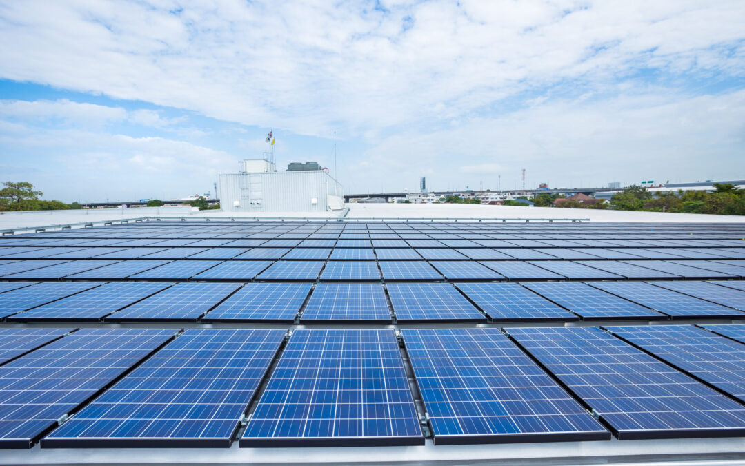 Solar panels on factory roof